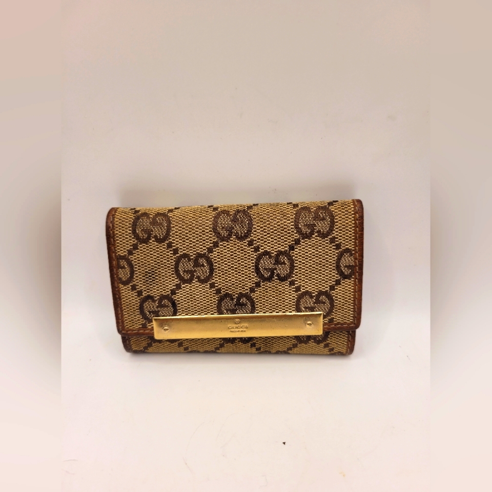 Gucci Brown Mono 3-Hooks Key Case